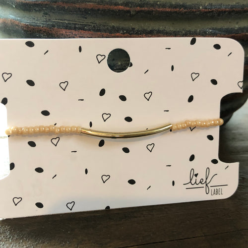 Armbandje Beads Beige Tube goud