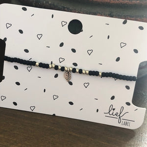 Armbandje Beads Black Feather zilver