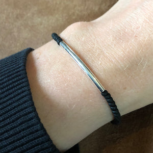 Armbandje Beads Black Tube zilver