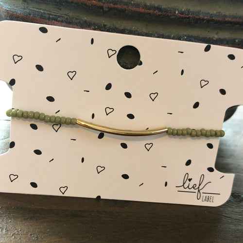 Armbandje Beads Green Tube goud