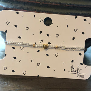Armbandje Beads Transparant Heart goud
