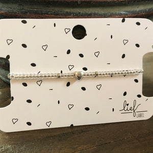 Armbandje Beads Transparant Heart zilver