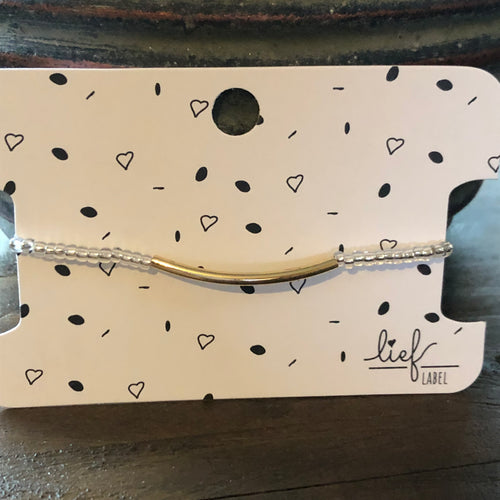Armbandje Beads Transparant Tube goud