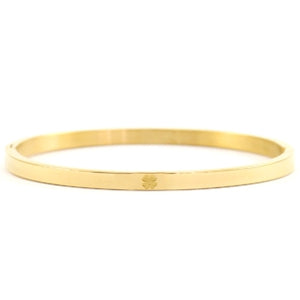 Bangle Steel armband Klavertje Goud