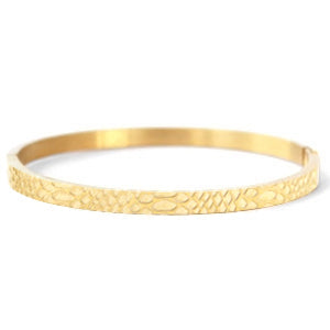 Bangle Steel armband Snake print Goud