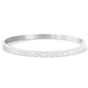 Bangle Steel armband Snake print Zilver