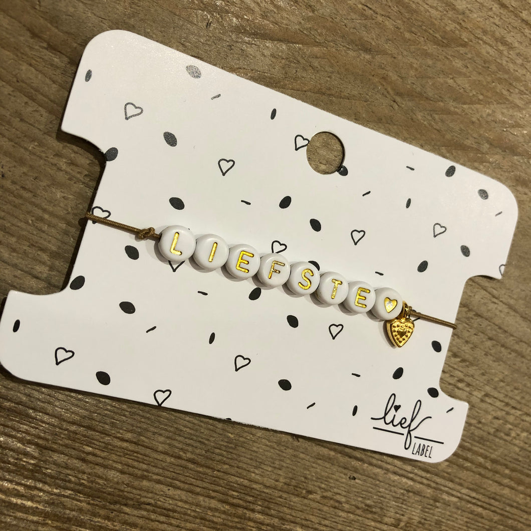 Armbandje Liefste Beige wit