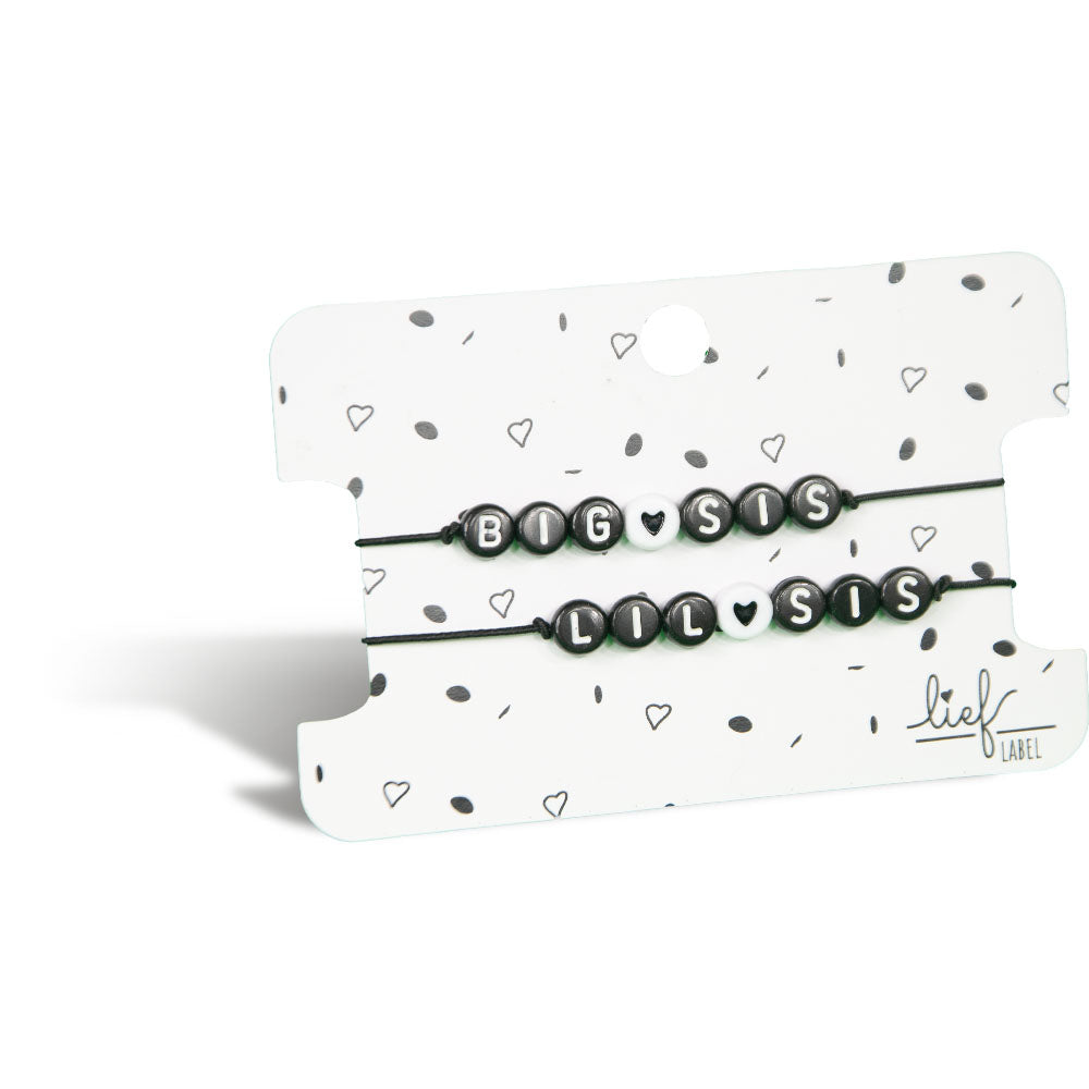 Armbandjes Big & Lil Sis Zwart wit 2 stuks
