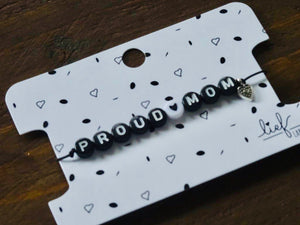 Armbandje Proud Mom Zwart wit