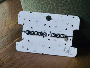 Armbandje Proud Mom Zwart wit