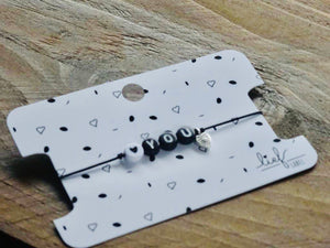 Armbandje Love you Zwart wit