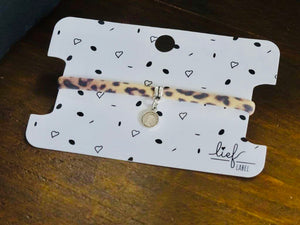 Armbandje Leopard Brown Lucky coin zilver
