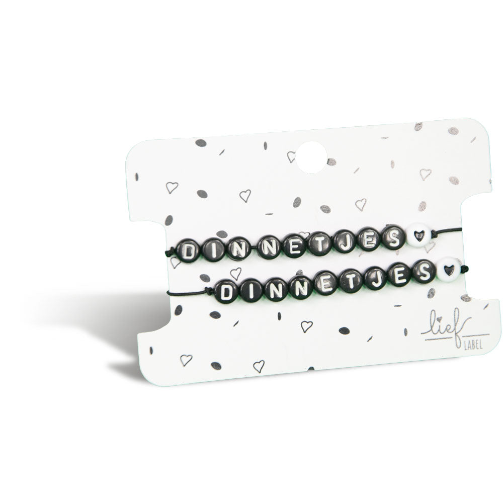 Armbandjes Dinnetjes Zwart wit 2 stuks