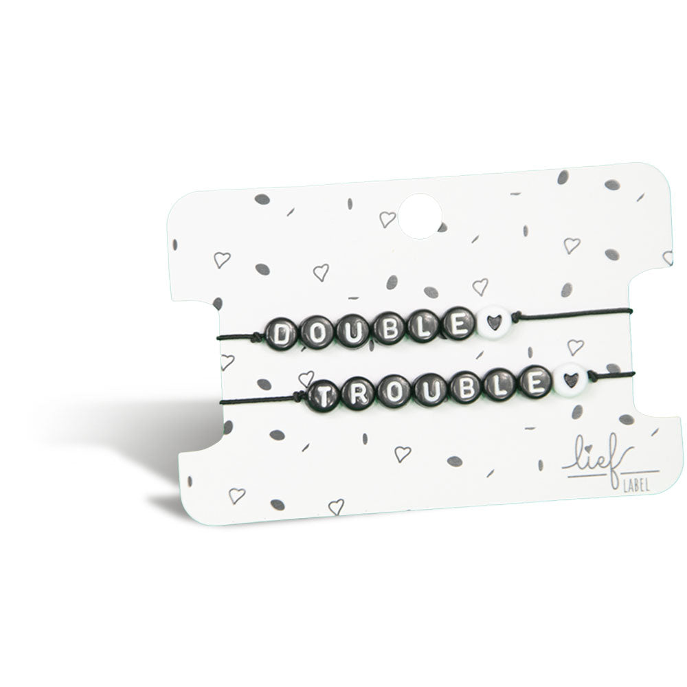 Armbandjes Double & Trouble Zwart wit 2 stuks