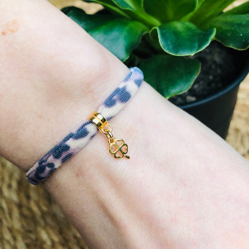 Armbandje Leopard Brown Lucky clover goud