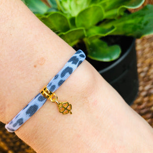 Armbandje Leopard Grey Lucky clover goud