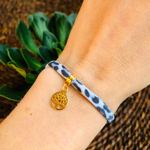 Armbandje Leopard Grey Tree of life goud
