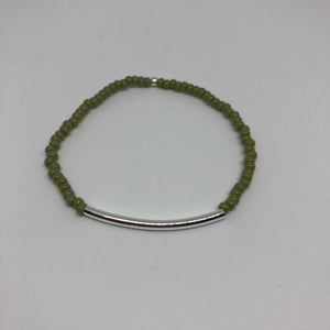 Armbandje Beads Green Tube zilver