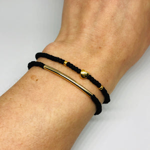 Armbandje Beads Black Tube goud