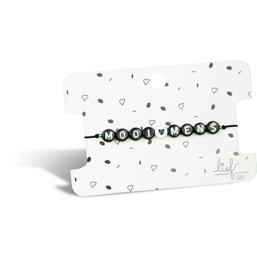 Armbandje Mooi mens Zwart wit met bedeltje
