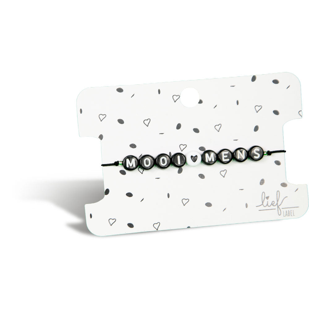 Armbandje Mooi mens Zwart wit met bedeltje