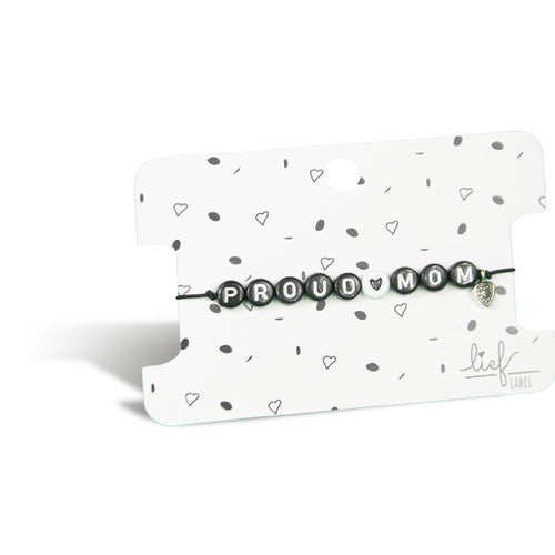 Armbandje Proud Mom Zwart wit