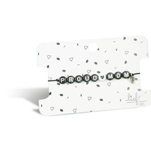 Armbandje Proud Mom Zwart wit