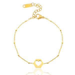 Schakelarmbandje Cut out heart Goud