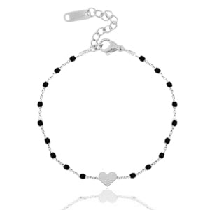 Schakelarmbandje Hartje Zilver Zwart