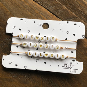 Armbandjes Big, Mid & Lil Sis Beige wit 3 stuks